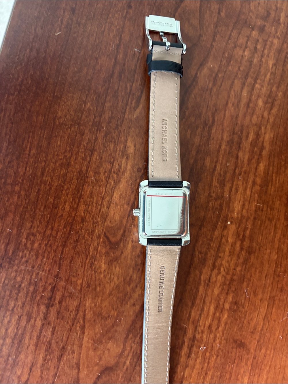 Michael Kors Silver Crystal-Accented Wrap Watch with Black Leather Strap - Picture 4 of 4